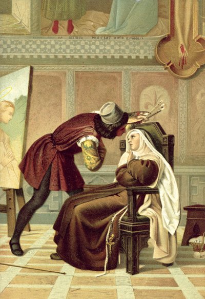 Filippo Lippi i zakonnica Buti (chromolitho) autorstwa Gabriele Castagnola