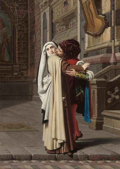 Uścisk Fra Filippo Lippiego i Lukrecji Buti, 1871 autorstwa Gabriele Castagnola