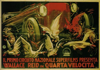 Wallace Reid w filmie Podwójna prędkość, 1920 autorstwa Gabriele Galantara