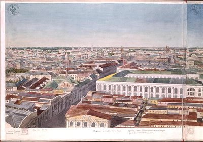 Panorama Moskwy, przedstawiająca dawny rynek i giełdę w Gostinym Dworze, 1819 (wc na papierze) (zob. 170139-170146) autorstwa Gadolle