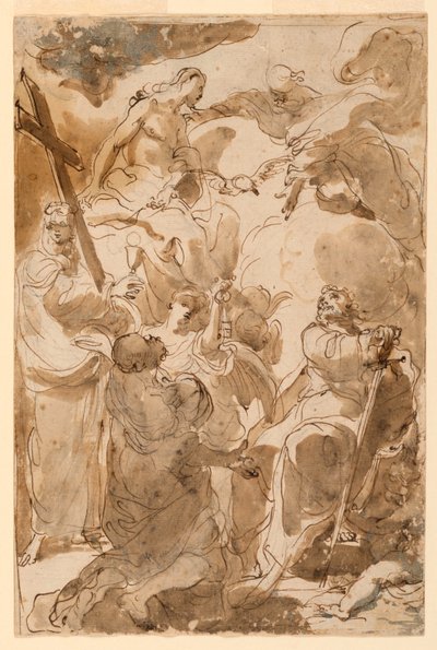 Rysunek, Trójca Święta i apostołowie, święty Piotr i święty Paweł, 1770-80 autorstwa Gaetano Gandolfi