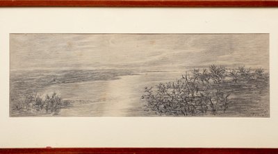 Gałąź jeziora Como (ołówek na papierze) autorstwa Gaetano Previati