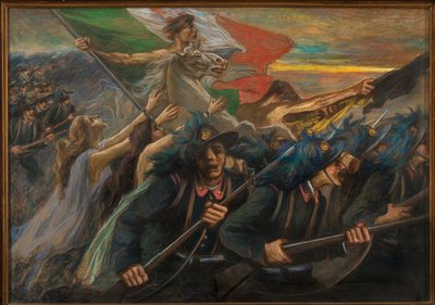 Trydent i Triest, Szarża Bersaglieri (strzelcy) (olej na płótnie) autorstwa Gaetano Previati