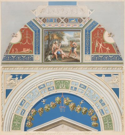 Bezel i panel sklepienia z Adamem i Ewą przy pracy. 1774 autorstwa Gaetano Savorelli