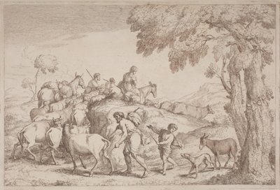 Starszy pasterz widziany z tyłu autorstwa Gaetano Zompini, after Giovanni Benedetto Castiglione