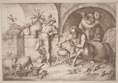 Chiron uczy magii Achillesa autorstwa Gaetano Zompini, after Giovanni Benedetto Castiglione