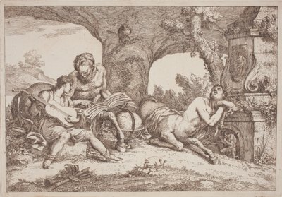 Chiron uczy muzyki Achillesa autorstwa Gaetano Zompini, after Giovanni Benedetto Castiglione