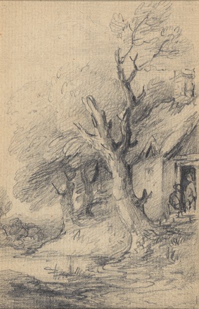 Chata i drzewa autorstwa Gainsborough Dupont