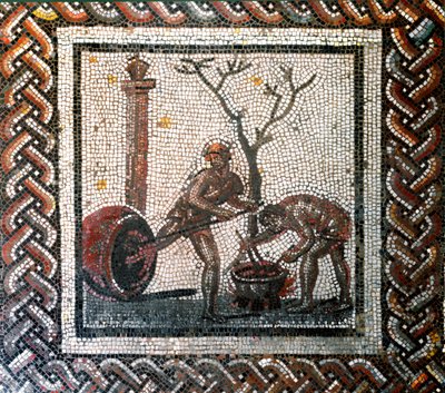 Słoik przedstawiający scenę. (mozaika, koniec II, początek III w.) autorstwa Gallo Roman