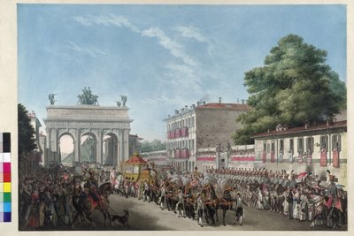 Wjazd cesarza Franciszka I do Mediolanu 10 maja 1825 r. (akwatinta) autorstwa Gallo Gallina