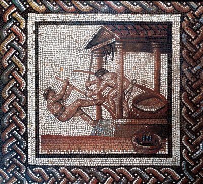 Prasa olejowa. (mozaika, koniec II, początek III w.) autorstwa Gallo Roman