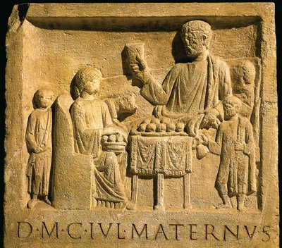 Relief przedstawiający ucztę, cywilizację rzymską autorstwa Gallo Roman