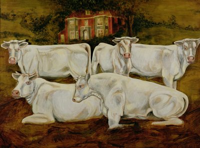 Byki Charolais, Dippenhall, Farnham autorstwa Gareth Lloyd Ball