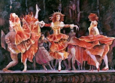 Scena z Romea i Julii, Royal Ballet, Covent Garden (wc na papierze) autorstwa Gareth Lloyd Ball