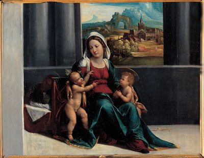 Madonna z Dzieciątkiem i św. Janem autorstwa Garofalos workshop