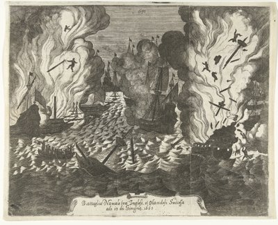 Bitwa pod Lowestoft, 1665 Bitwa morska między angielską a holenderską sukcesywną 13 czerwca 1665 (tytuł na obiekcie) autorstwa Gaspar Bouttats (attributed to)