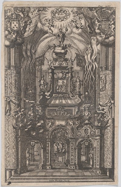 Katafalk dla Ferdynanda, z niezidentyfikowanej księgi, ca. 1660-95. autorstwa Gaspar Bouttats