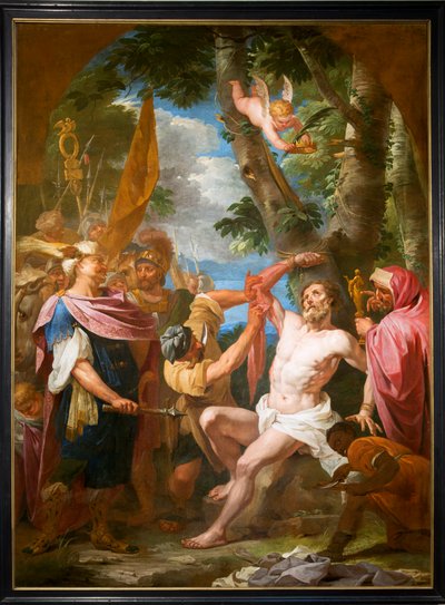 Kościół parafialny (Sint-Bartholomeuskerk). Wnętrze. Obraz. Męczennika św. Bartłomieja. Gaspar De Craeyer lub J Van der Heyde (?). autorstwa Gaspar De Crayer