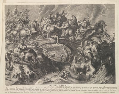 Bitwa z Amazonkami Sic Victoria Victis (tytuł na obiekcie) autorstwa Gaspard Duchange (attributed to)