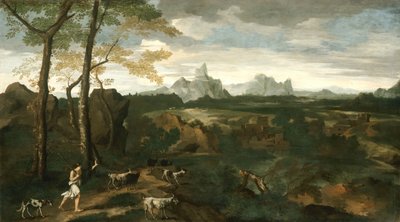 Pejzaż z pasterzem i kozami, ok. godz. 1635. autorstwa Gaspard Dughet