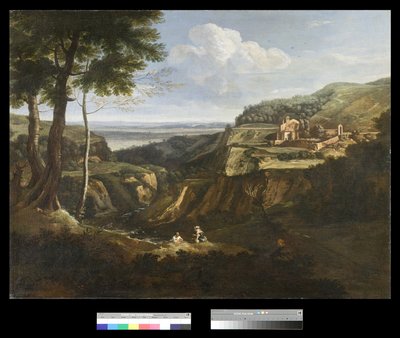 Widok klasztoru Camaldoli w pobliżu Frascati, 1670-75 autorstwa Gaspard Poussin Dughet