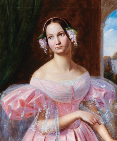 Portret Heleny z Meklemburgii-Schwerin 1814-1858, księżnej orleańskiej jako panny młodej, lata 30. XIX wieku. autorstwa Gaston Camillo Lenthe