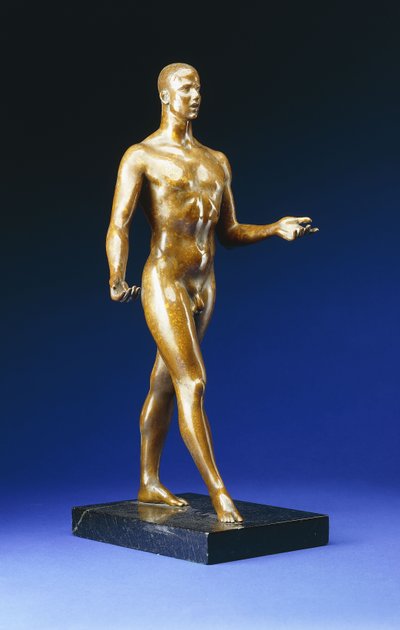 Man Walking - Portret Lincolna Kirsteina, ok. 1933 (paczka pozłacany brąz na podstawie z czarnego marmuru żyłkami) autorstwa Gaston Lachaise