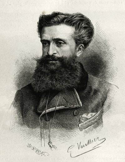 Portret dr Gustawa Lebona (1841-1931). Grawer G. Vuillier, ilustrujący historię La Syria d