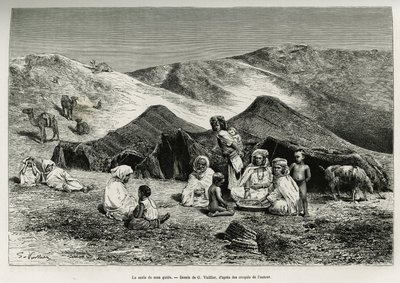 Nezla (krewna) mojego przewodnika. Grawer G.Vuillier, dla zilustrowania algierskiej Sahary, autorstwa V.Largeau, w latach 1874-1878, opublikowany w Tour du monde, pod kierunkiem Edouarda Chartona (1807-1890) autorstwa Gaston Vuillier
