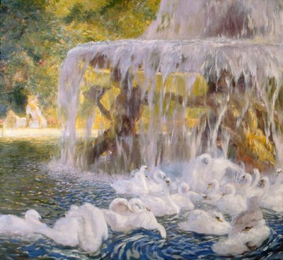 Łabędzie podczas zabawy (olej na płótnie) autorstwa Gaston de la Touche