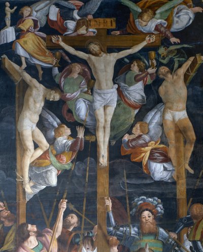 Ukrzyżowanie, fragment fresku Gaudenzio Ferrari (1475-1546), kościół San Cristoforo, Vercelli, Piemont, Włochy autorstwa Gaudenzio Ferrari
