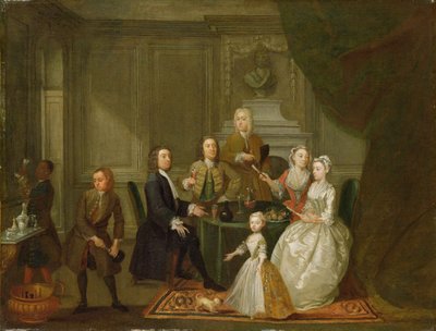 Portret grupowy, prawdopodobnie rodziny Raikes, ok. 1730-32 (olej na płótnie) autorstwa Gawen Hamilton
