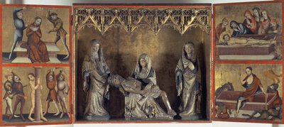 Ołtarz przedstawiający Opłakiwanie i Mękę Pańską (Ołtarz św. Elżbiety Turyngii) ok. 1410 (tempera na desce i wapieniu) autorstwa Gdansk School