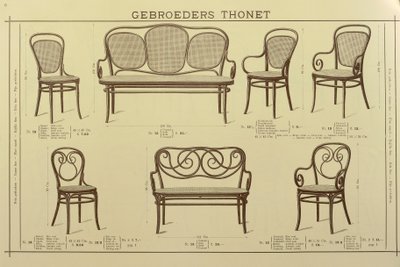 Katalog krzeseł i sof braci Thonet, rysunek, Austria autorstwa Gebruder Thonet
