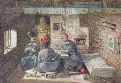 Wnętrze chaty kozackiej w Rosji, 12 mil na zachód od Kertch, 1855 r. autorstwa General E.W. Wray