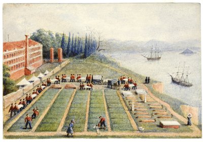 Cmentarz grzebalny przy Szpitalu Generalnym, Scutari, kwiecień 1855 r. autorstwa General E.W. Wray