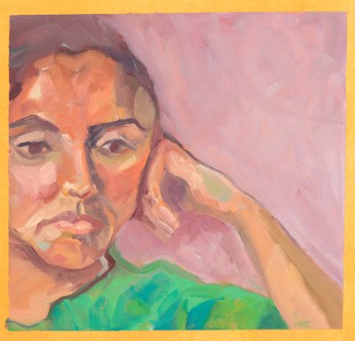 Dziewczyna w studio (olej na papierze) autorstwa Genevieve French