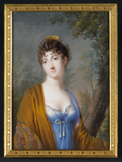 Dama w błękicie z żółtym szalem, ok. 1800 (akwarela na kości słoniowej) autorstwa Genot Genot