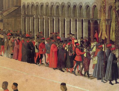 Procesja na Placu św. Marka, fragment muzyków, 1496 olej na płótnie fragment 59423 autorstwa Gentile Bellini
