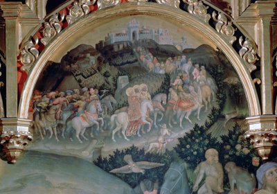 Pokłon Trzech Króli Ołtarz Strozziego, detal, 1423 autorstwa Gentile da Fabriano