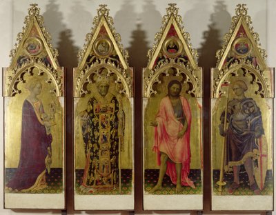 Czterech świętych z poliptyku Quaratesi: Maria Magdalena, Św. Mikołaj, Św. Jan Chrzciciel i Św. Jerzy, 1425 (tempera na desce) (szczegóły patrz 85683 i 85684) autorstwa Gentile da Fabriano