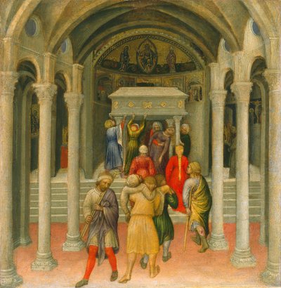 Kaleki i chorzy wyleczeni przy grobie św. Mikołaja, 1425. autorstwa Gentile da Fabriano