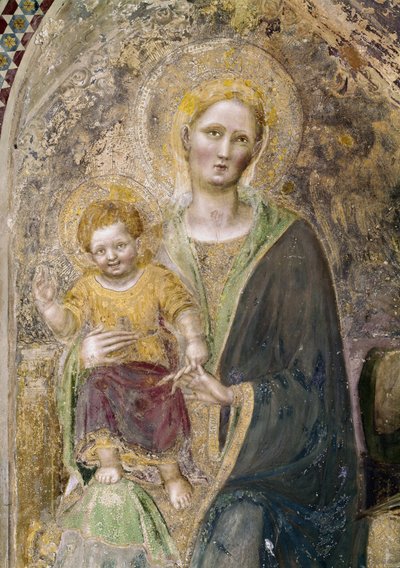 Detal dziewicy i dziecka (Fresco autorstwa Gentile da Fabriano
