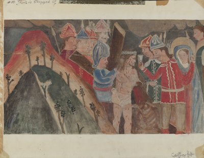 Stacja Drogi Krzyżowej nr 10: Jezus z szat, ok. godz. 1936. autorstwa Geoffrey Holt