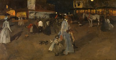 Wieczór na tamie w Amsterdamie (olej na płótnie) autorstwa Georg Hendrik Breitner