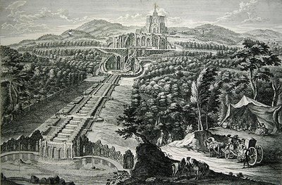 Widok na Oktagon i Kaskady, grawerowane przez W.C. Mayr (grawerowanie i trawienie miedzi) autorstwa Georg (after) Finck or Fuenck