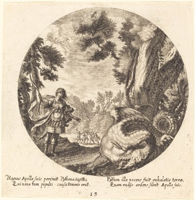Apollo zabija Pythona autorstwa Georg Andreas Wolfgang the Elder