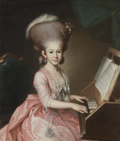 Portret młodej damy przy klawikordzie, 1779 autorstwa Georg Anton Abraham Urlaub