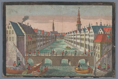 Widok Nikolaifleet naprzeciwko Sankt Nikolaikirche w Hamburgu Perspektywa przeciwko St. Nicolai Kirche zu Hamburg autorstwa Georg Balthasar Probst (possibly)