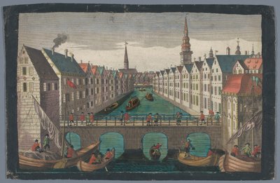 Widok Nikolaifleet naprzeciwko Sankt Nikolaikirche w Hamburgu Perspektywa przeciwko St. Nicolai Kirche zu Hamburg autorstwa Georg Balthasar Probst (possibly)